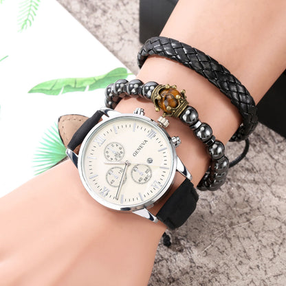 【2022年新作】メンズ腕時計ギフトセット｜ブレスレット3点付き カレンダー機能付きファッションウォッチ